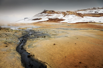Námaskarð geothermal active volcanic area in North West Icelan