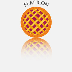 Warm apple pie in the reflection. Vector illustration