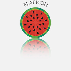 Fototapeta premium Half of watermelon in the reflection. Vector illustration