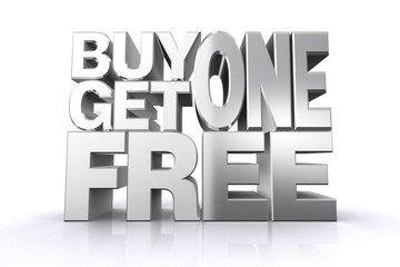 3D silver text buy1 get1 free