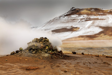 Námaskarð geothermal active volcanic area in North West Icelan