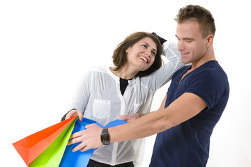 Couple coming from shopping
