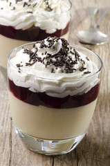 dessert in a glass on rustic wood
