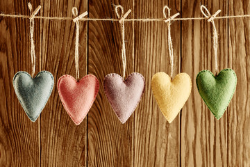 Valentines Day. Hearts Handmade set. Love concept. Retro