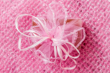 Pink Soap Bar on Pink Background