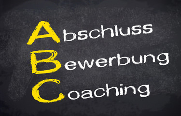 Kreidetafel mit ABC, Abschluss, Bewerbung, Coaching