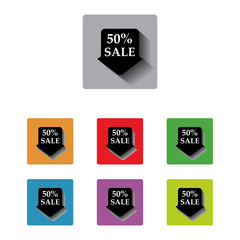 vector 50% sale arrow tag sign icon Discount symbol.