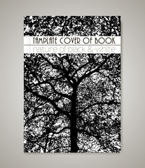Tamplate of cover book with the silhouette of a spreading tree