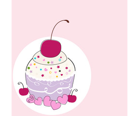 Cup cake greeting card vector background