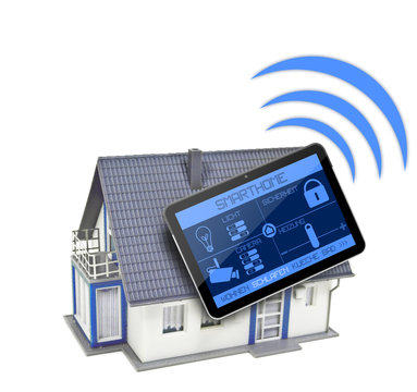 Haus mit Tablet und Smarthome
