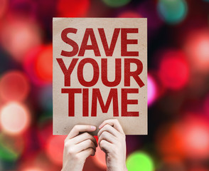 Save Your Time card with colorful background - obrazy, fototapety, plakaty