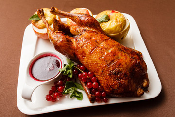 Garnished roasted turkey
