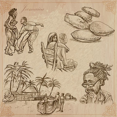 Fototapeta na wymiar Jamaica Travel - An hand drawn vector pack