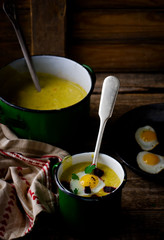 potato soup - mashed potatoes with fried eggs