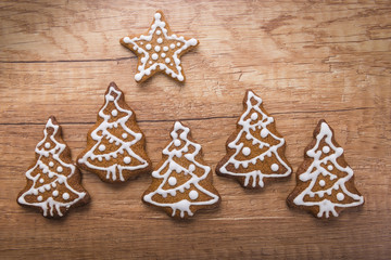 Christmas gingerbread in the shape of a Christmas tree.
