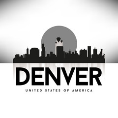 Fototapeta premium Denver USA Skyline Silhouette Black vector