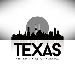Texas USA Skyline Silhouette Black vector
