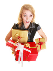 holidays love happiness concept - girl with gift boxes