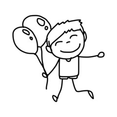 hand drawing abstract cartoon happy kids