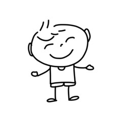hand drawing abstract cartoon happy kids
