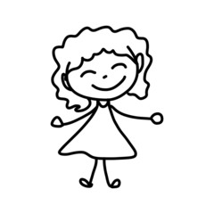 hand drawing abstract cartoon happy kids