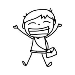 hand drawing abstract cartoon happy kids