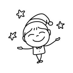 hand drawing abstract cartoon happy kids