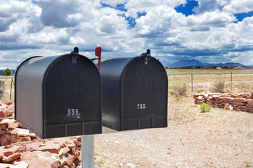 Row of Old Postboxes in Arizona State, USA