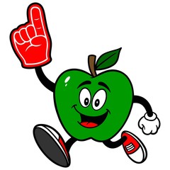 Green Apple Running with Foam Finger