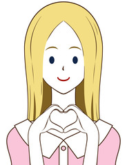 女性　手でハート