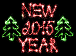 Happy New Year - 2015 with sparklers