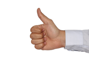 Thumps up sign or clinton sign with white background - obrazy, fototapety, plakaty