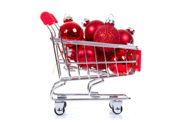 Christmas toys in shopping cart