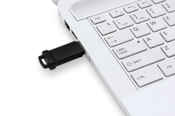 USB Flash drive connecting to laptop