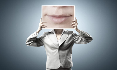 Woman showing photo
