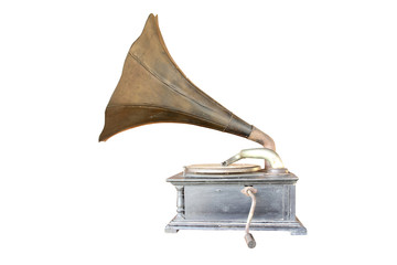 Phonograph antique isolate on white background with copy space. clipping path in picture.