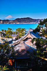 Naklejka premium 鎌倉のお寺と富士山