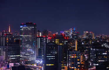 東京の商業地区の夜景