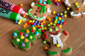 Process of decorating gingerbread cookies