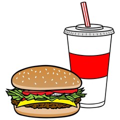 Hamburger and Drink