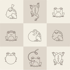 Frog characters flat