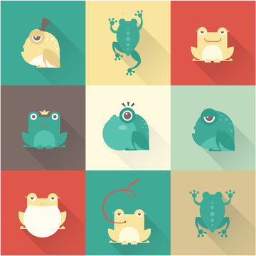 Frog characters flat