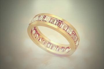 Gold wedding ring on background ( Vintage Style)