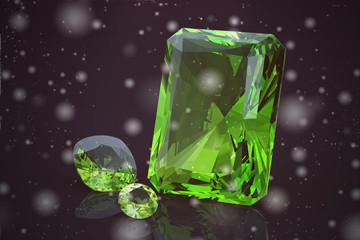 Peridot gem .on black background (high resolution 3D image)