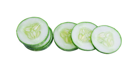  cucumber slice isolated on white background