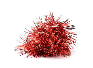 Fototapeta premium Tinsel Christmas decoration. Isolated on a white background
