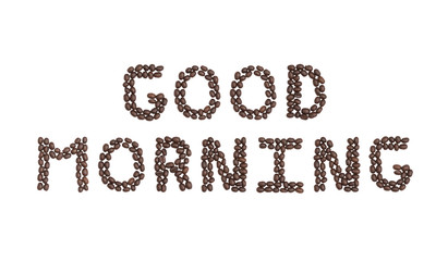 Good Morning Written with Coffee Beans