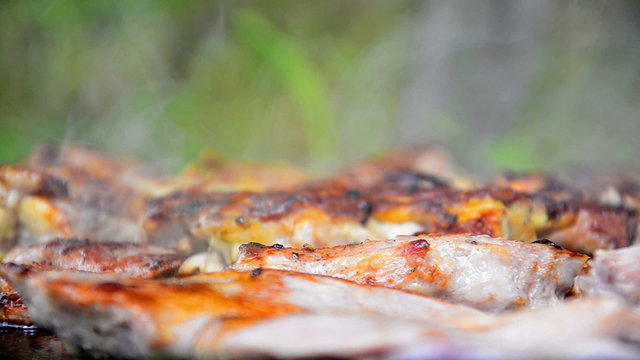 steak grill on Barbecue closeup