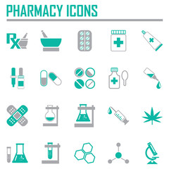 Vector pharmacy icons - in green color