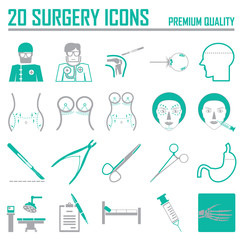 20 Green surgery icons